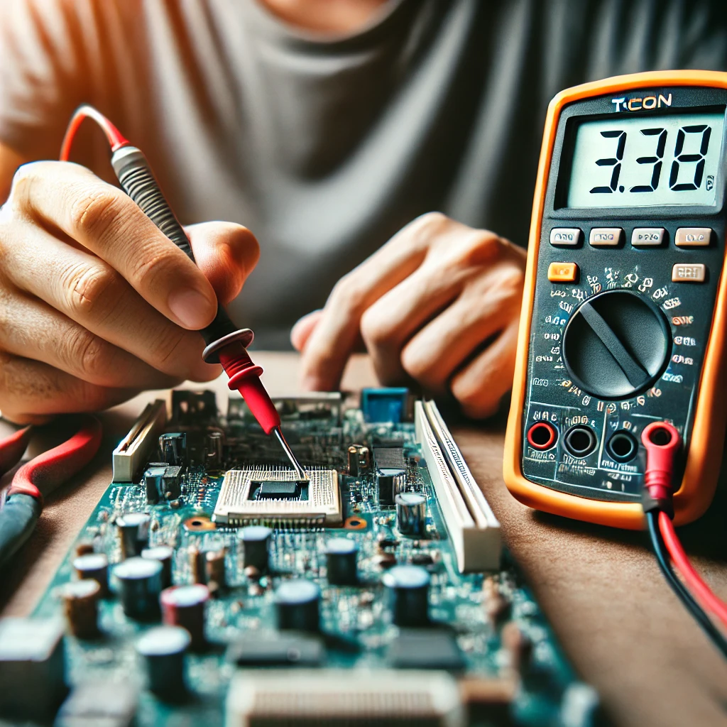 Testing Voltage on a T-Con Board phone PCB repair guide
