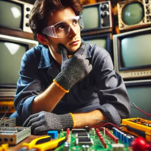 Tamil electronics technician running a successful service shop after online training