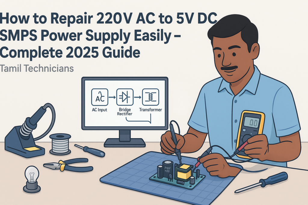 220V AC to 5V DC SMPS repair